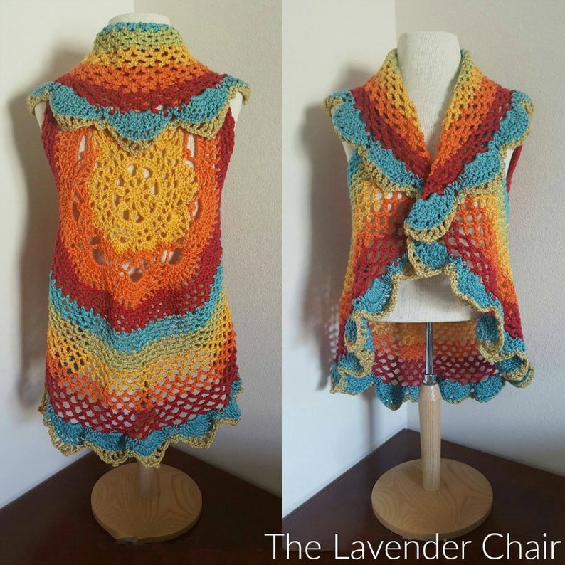 Starburst Mandala Circular Vest Crochet Pattern PDF FILE image 1