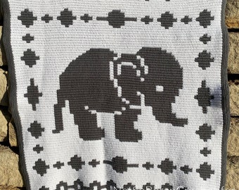 Mosaic Elephant Blanket *PDF FILE DOWNLOAD* The Lavender Chair - Instant Download