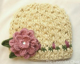 Rose Garden Beanie Crochet Pattern *PDF DOWNLOAD ONLY* Instant Download