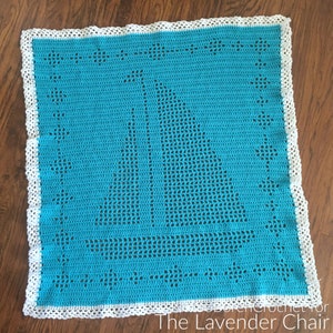 Filet Sailboat Blanket Crochet Pattern *PDF FILE ONLY* The Lavender Chair - Instant Download