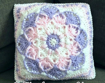 Kaleidoscope Lily Pillow Crochet Pattern *PDF FILE ONLY* Instant Download