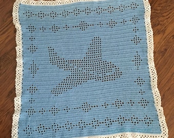 Filet Airplane Blanket Crochet Pattern *PDF FILE ONLY* The Lavender Chair - Instant Download