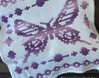 Mosaic Butterfly Blanket Crochet Pattern *PDF FILE ONLY* The Lavender Chair - Instant Download