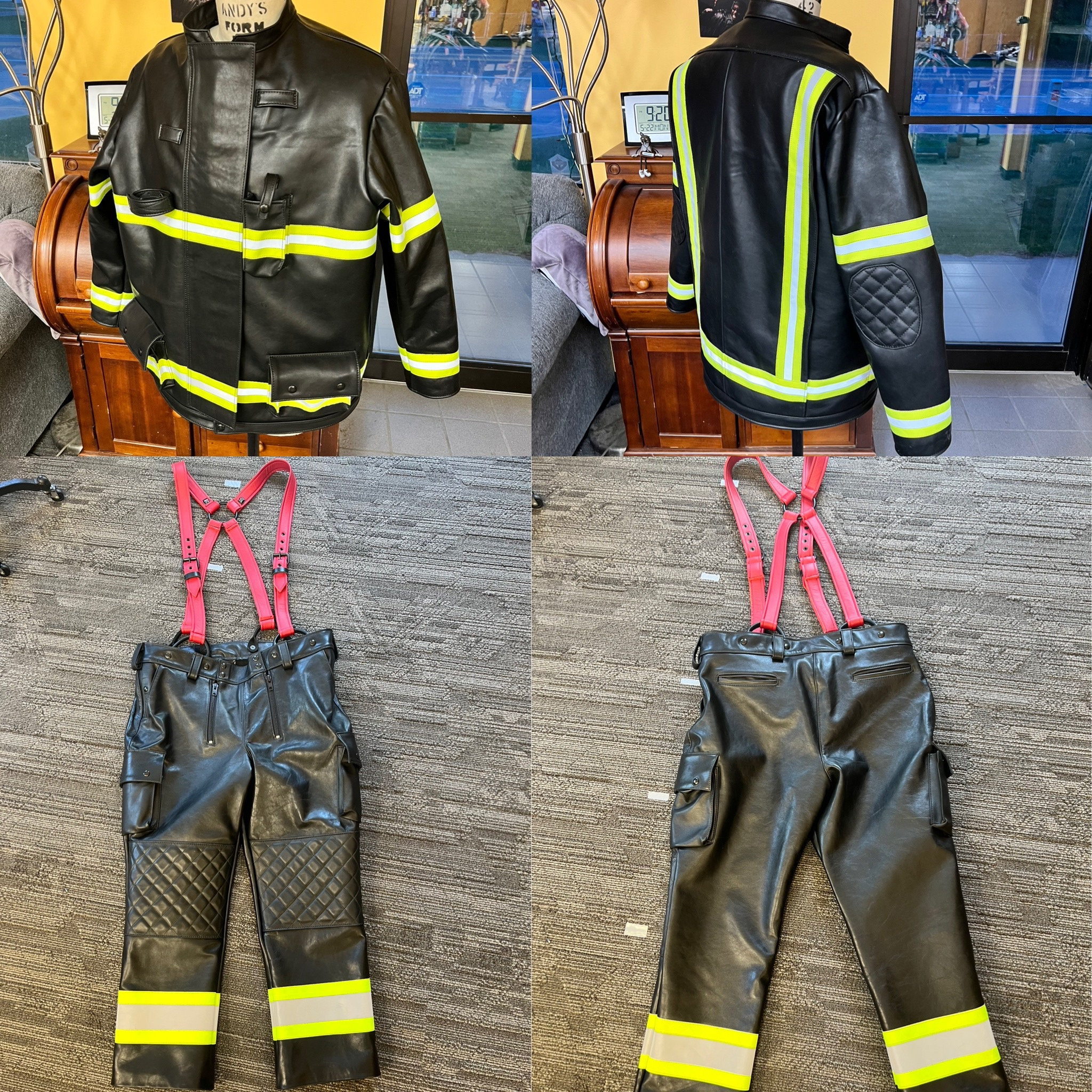 Leather Firemans Jacket Pants and Suspenders - Etsy