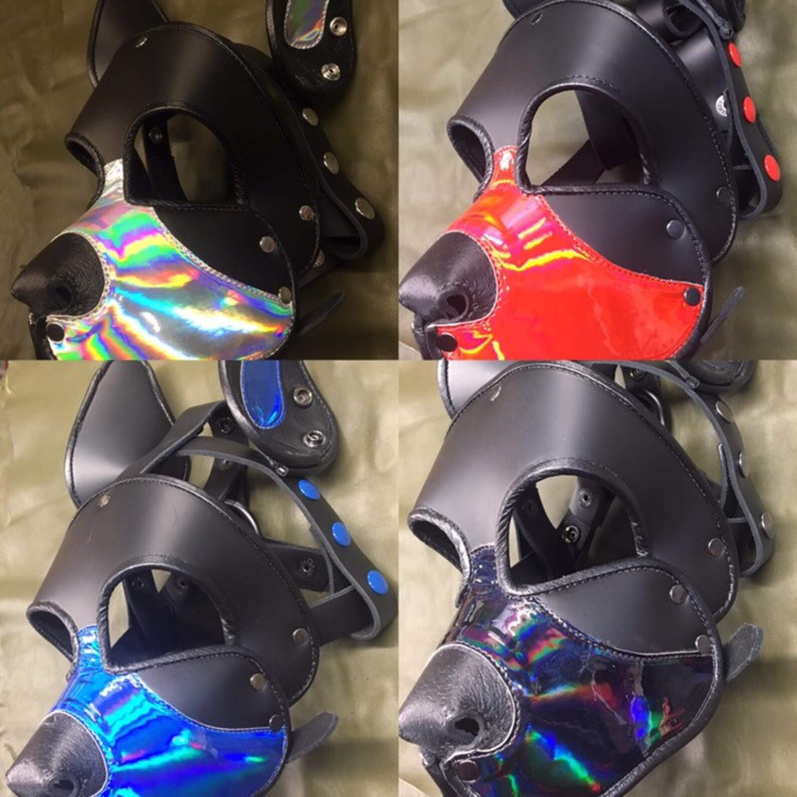 Leather and Holographic Puppy Hood - Etsy
