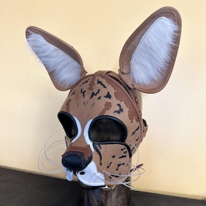 leather kitty hood