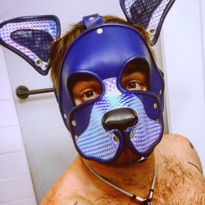 leather and holographic puppy hood