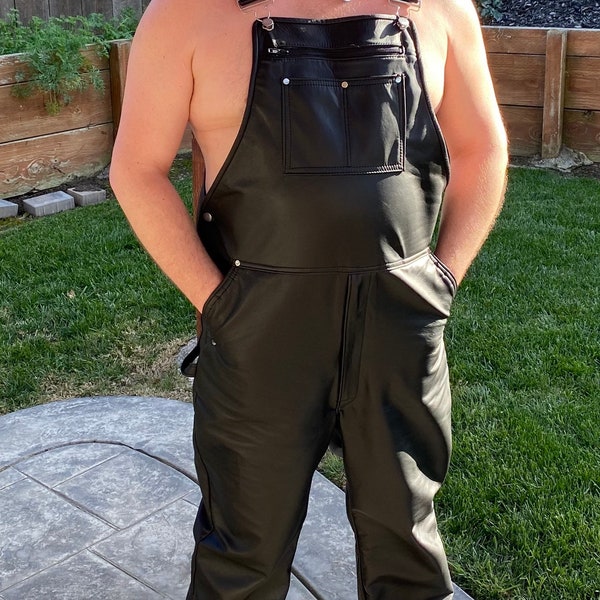 Leather Overalls Etsy