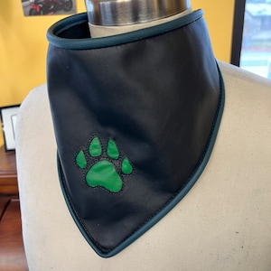 Leather scarf /bandana w/ optional paw/bone inlay