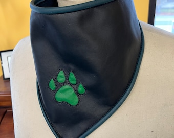 Leather scarf /bandana w/ optional paw/bone inlay