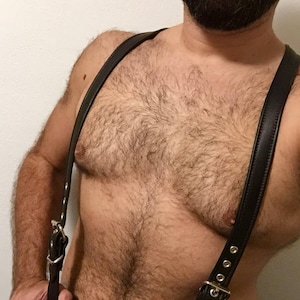 1" trifold leather suspenders