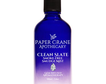 CLEAN SLATE - Smoke Free Smudge Mist - Gem-Infused Aromatherapy - Gem Elixir - Crystal Healing