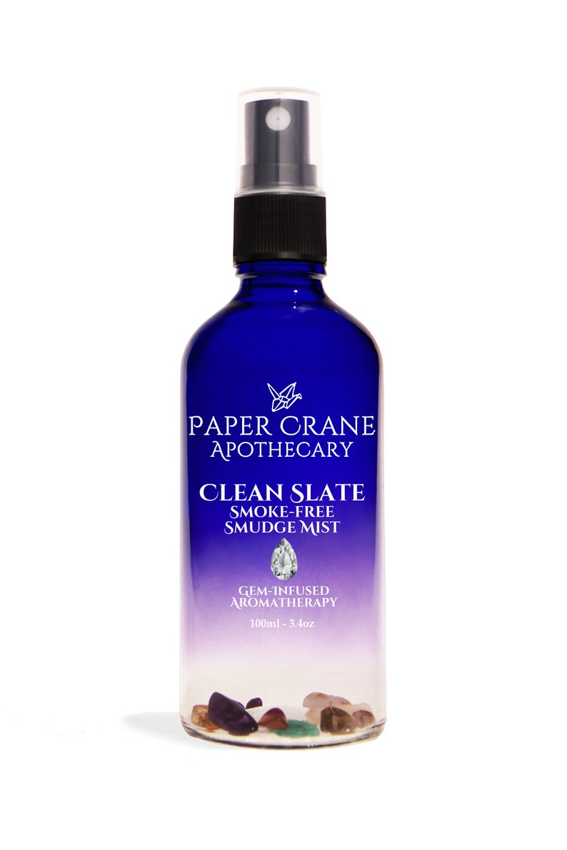 CLEAN SLATE Smoke Free Smudge Mist Gem-Infused Aromatherapy Gem Elixir Crystal Healing image 1