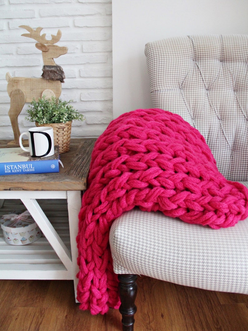 Chunky Knit Blanket Chunky Knit Throw Lap Blanket Hand Etsy