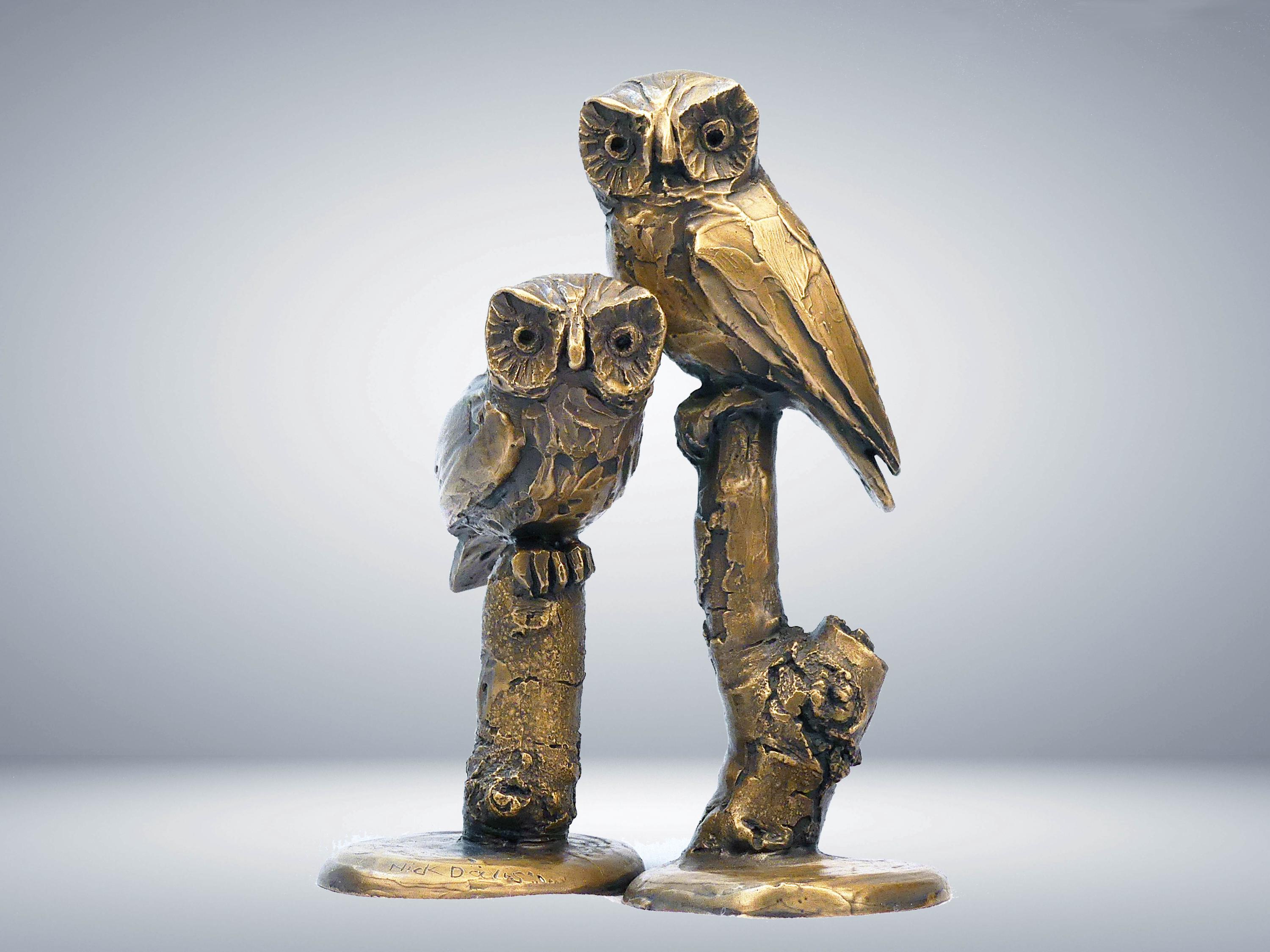 Intricately Crafted Bronze Owl Sculptures - Home Decor Collectible Art - Unique Nature Inspired D&ea