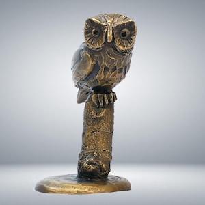 Bronze Owl Sculpture | Unique Decorative Art Piece | Bird Lover Gift | Home Decor Collectible | Nature Inspired Ornament | Wildlife Gift