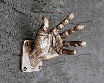 Perchero de bronce macizo: decoración artística de pared (10-12 cm) n.º 4