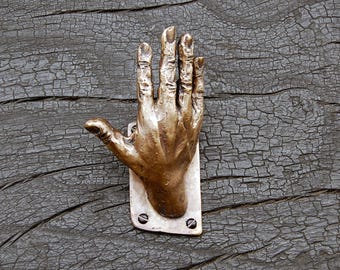 Solid Bronze Hand Coat Hook: Artistic Wall Decor (10-12cm) No. 6