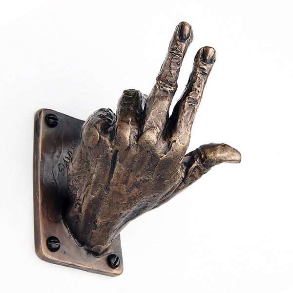 Hand Coat Hook 8, naughty coat hook, unique hook, clothes hanger, key holder, wall fixture, bronze fixture, hand, hand fetish, dark bronze