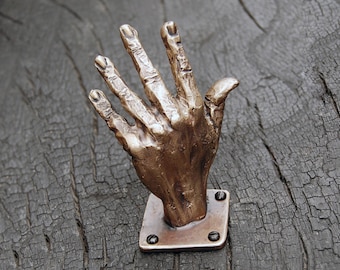 Perchero de mano de bronce macizo: decoración de pared escultural (10-12 cm) n.º 7