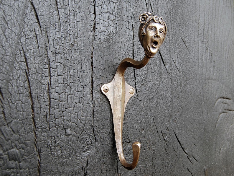 Gancho de pared Art Déco de bronce: colgador de escultura de jazz de los años 20. N.° 5 imagen 3