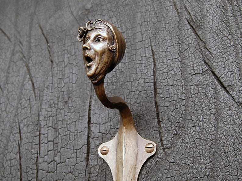 Gancho de pared Art Déco de bronce: colgador de escultura de jazz de los años 20. N.° 5 imagen 4
