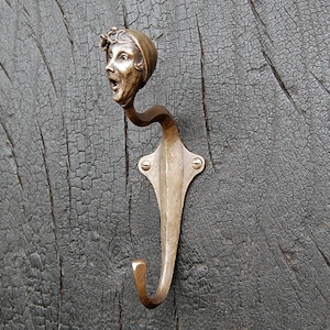 1920&#39;s Inspired Art Deco Sculptural Coat Hook 3, ooh sculpture, jazz sculpture, door fixture hanger, hat hanger, flapper, bronze anniversary