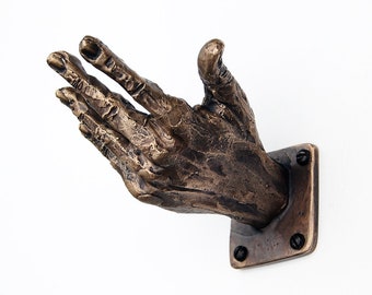 Hand Coat Hook 7, Hands, Brass Hand Hooks, 8th Bronze Anniversary