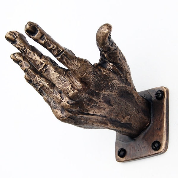 Hand Coat Hook 7, hands, brass hand hooks, brass wall hooks, bronze wall hooks, bronze gift, wall brass, wall bronze, sculptural hands