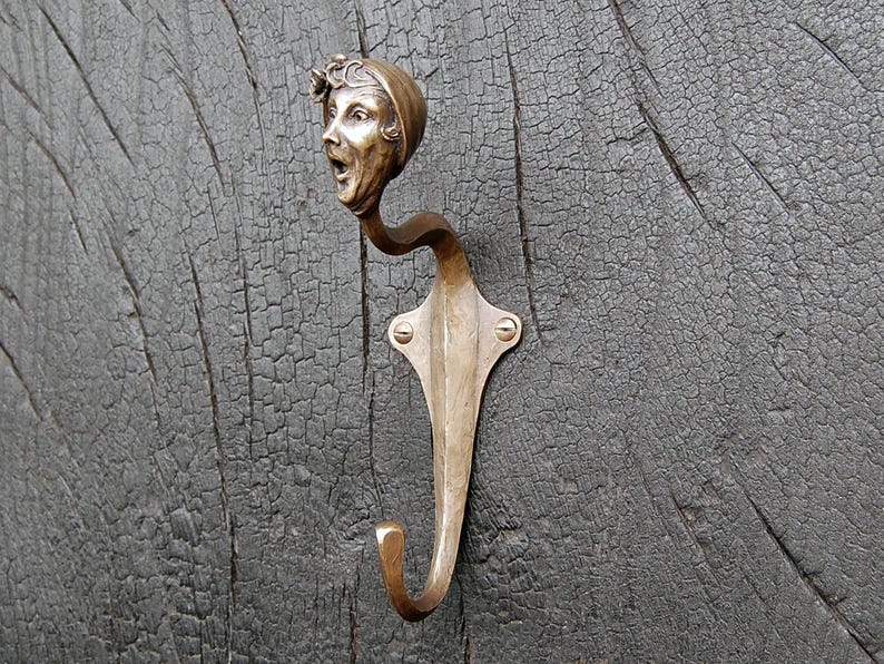 Gancho de pared Art Déco de bronce: colgador de escultura de jazz de los años 20. N.° 5 imagen 2