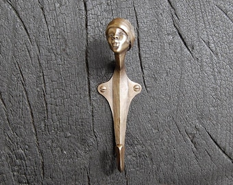 Art Deco Bronze Coat Hook: 1920s Sculpture, Wall Mounted. No. 4