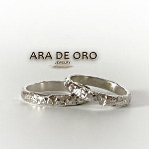 Bridal Wedding Bands Silver Woman, Silver Wedding Ring Set His and Hers Unique, Silver Band Rings For Women, Jewelry Wedding Band Couple Set