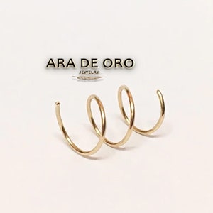 Dreifach Creolen 14k Gold Spirale Ohrringe, Ohr Kletterer Ohrringe, Triple Piercing, Spirale Einfädler Ohrringe Knorpelohrring Helix Gold