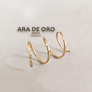 Triple Lobe Earring Set, Triple Piercing Spiral, Triple Twist Earrings, Piercing Earrings Gold, Triple Spiral Earring, Multi Hoop Earrings