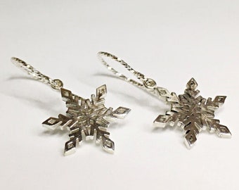 Dangle Earrings Snowflake, Winter Earrings Dangle, Silver Earrings For Women, Snowflake Earrings Silver 925, Gift For Her Christmas Earrings