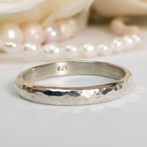 Bague d&#39;anniversaire pour elle, bague en argent pour homme 925, anneau martelé, bague classique pour homme, bagues simples pour femme en argent, bague demi-taille 925