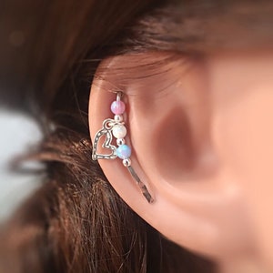 Helix Climber Earring Opal, Helix Piercing Silver, Piercing Jewelry Ear, Helix Stud Earring, Cartilage Climber Earring, Opal Cartilage Stud
