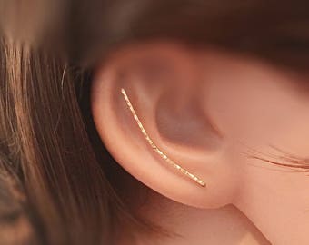 Ear Climber Earrings Gold Ear Crawler Earrings, Climbers Earrings, Ear Bar Earrings, Bar Ear Climber, Earrings Climbers, Earrings Crawlers