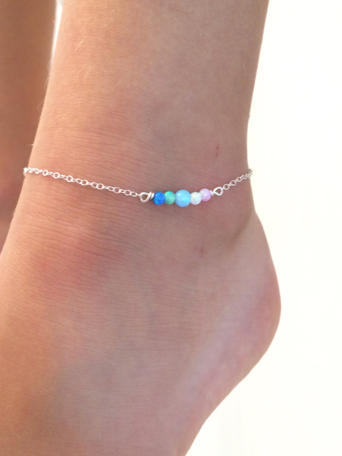 Baby Ankle Bracelet Opal Anklet Silver Anklet Baby Jewelry Etsy