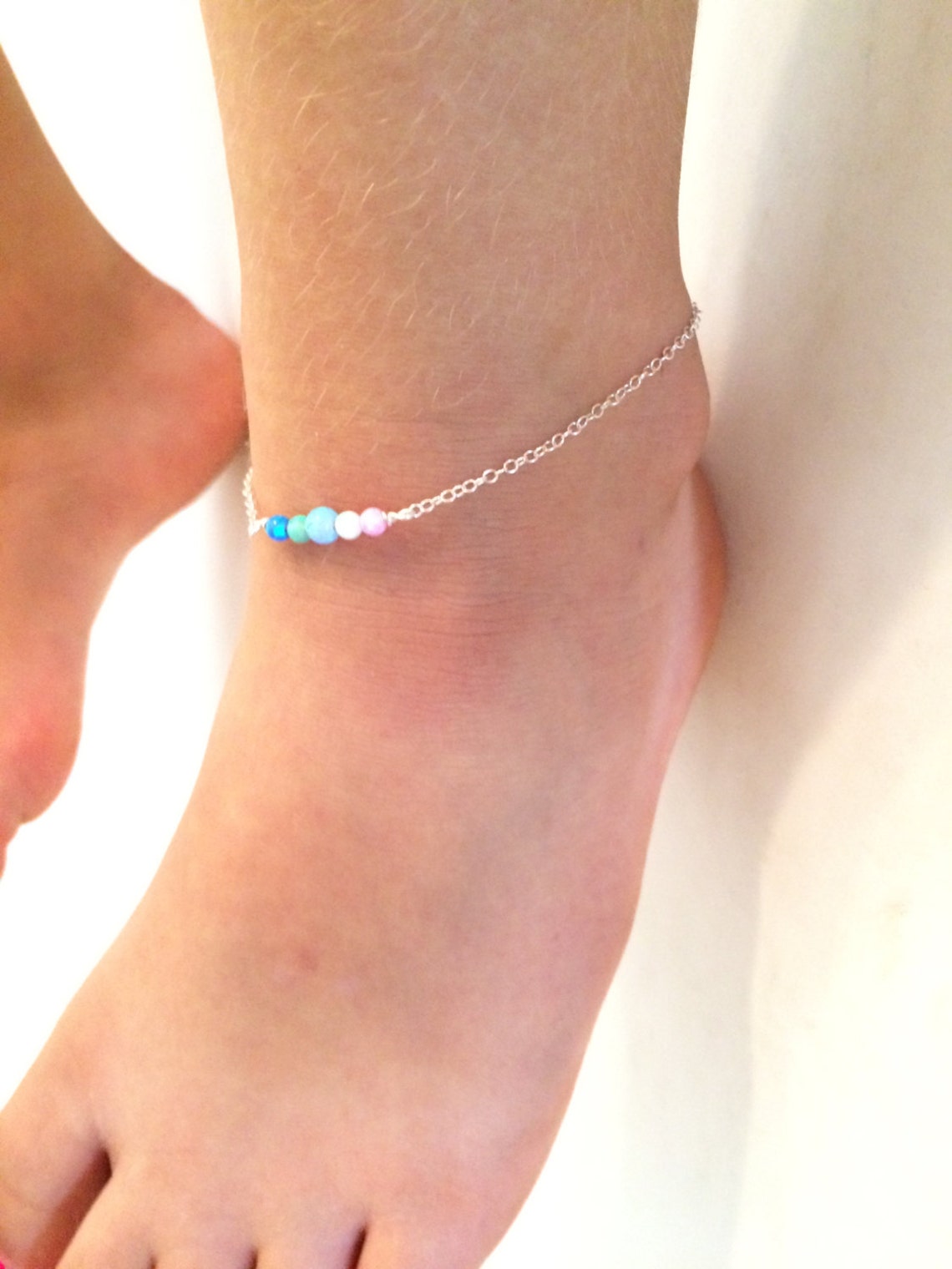 Baby Ankle Bracelet Opal Anklet Silver Anklet Baby Jewelry Etsy