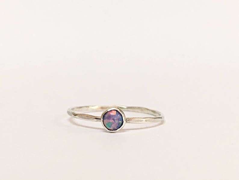 Stacking Rings Sterling Silver 14K Gold Rings For Women Opal Rings For Women Stack Ring Opal Ring October Birthstone Ring Thin Opal Ring