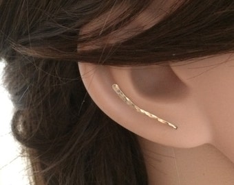 Pendiente de línea sobre orugas, Pendiente de escalador largo, Pendientes de barra de oruga de oreja de barra, Pendientes de escalada, Pendientes de barra de oro, Pendientes de oruga de oreja de línea