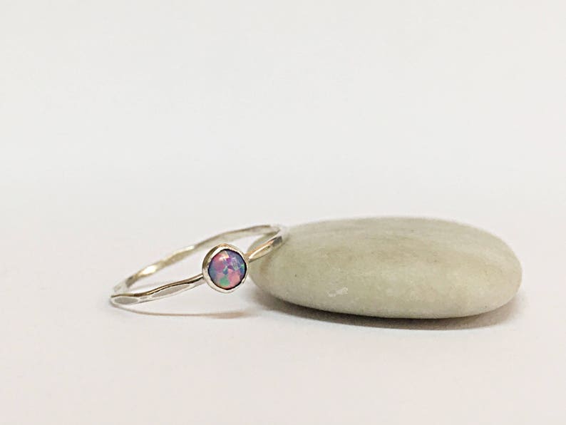 Stacking Rings Sterling Silver 14K Gold Rings For Women Opal Rings For Women Stack Ring Opal Ring October Birthstone Ring Thin Opal Ring
