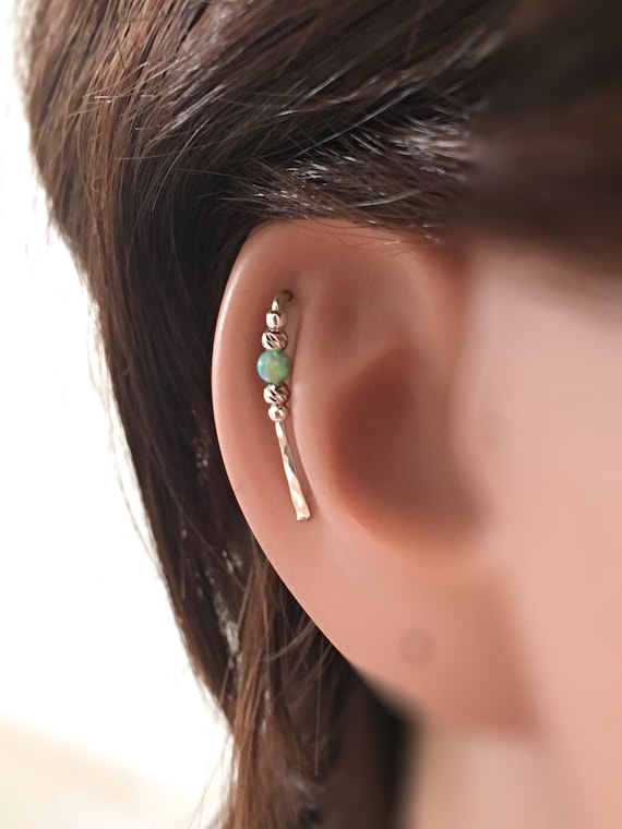 Ear Climber Earrings Opal Helix Earring Sterling Silver Ear