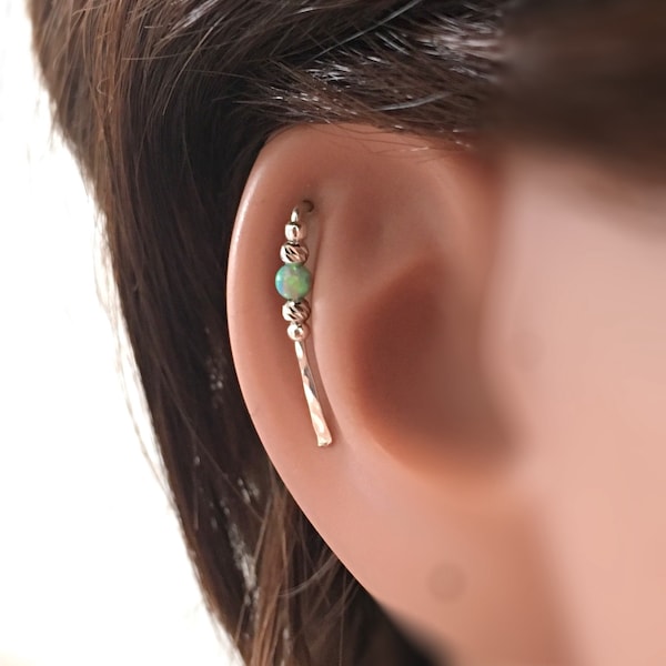 Ear Climber Earrings Opal Helix Earring Sterling Silver Ear Crawler Earrings, Cartilage Earring Opal Climber Upper Helix Climber Earring