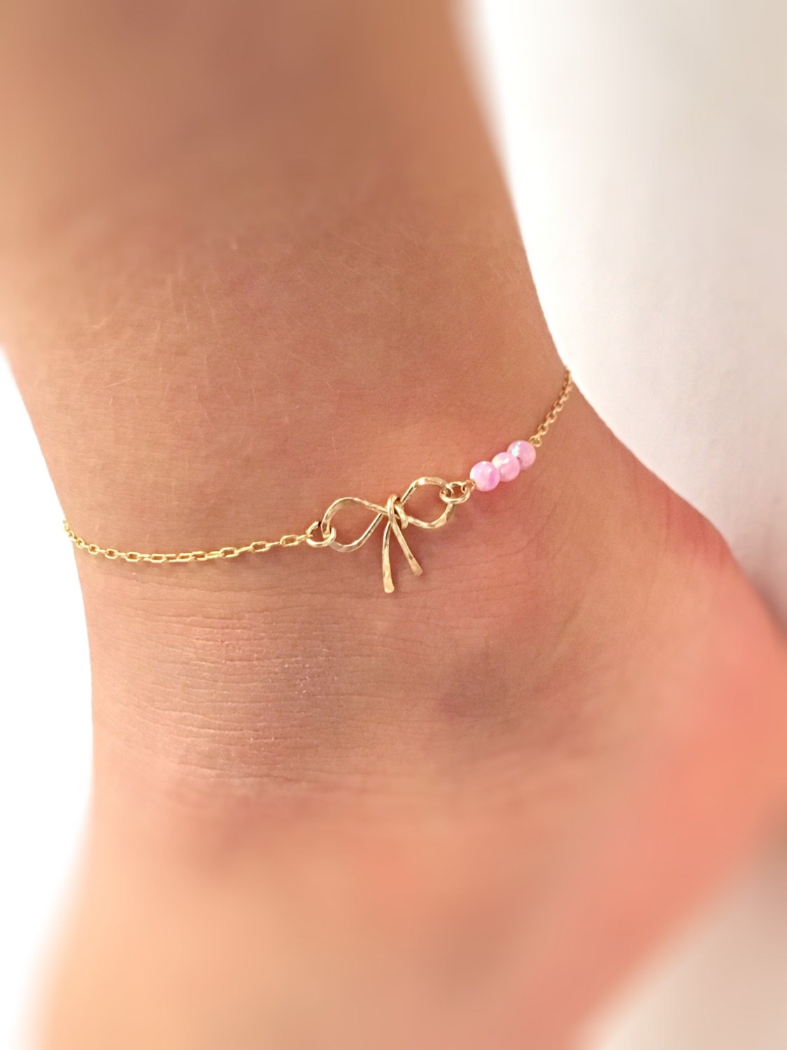 Bow Baby Anklet baby ankle bracelet baby opal jewelry Etsy