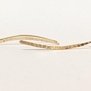 9K Solid Gold Simple ear climbers x2, gold textured earrings, earring pins, earring climbers, gold ear pins, climber earrings, ear crawlers
