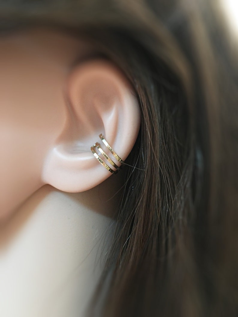 Gold Ear Cuff Earring, Triple Wrap Ear Cuff, ear cuff gold, Ear