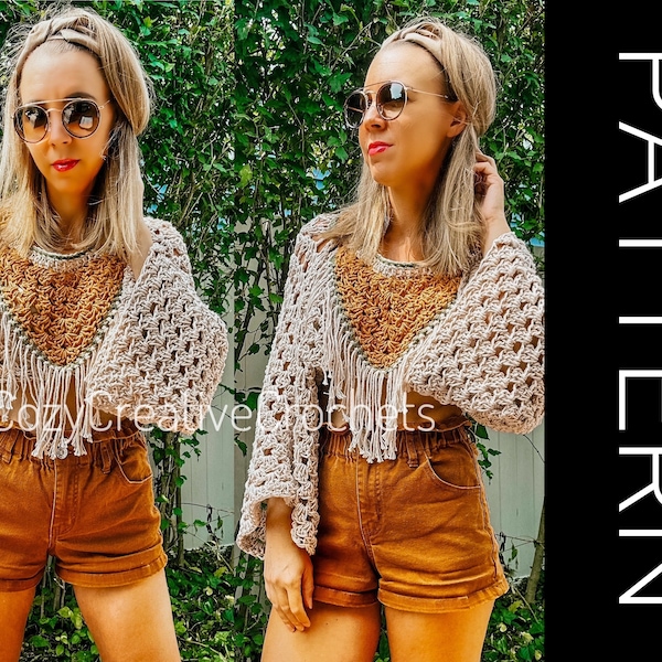 Crochet top Pattern, Crochet sleeves, crochet bolero, crochet sweater, boho crochet