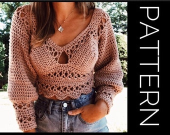 Crochet Sweater PATTERN, Sweater, Pullover Sweater Crochet PDF Pattern, Oversized Sweater, Cold Shoulder Sweater, Off the shoulder sweater
